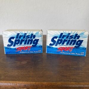 Vintage 2 New Irish Spring Sport Deodorant Soap 4.5 oz Bars NOS Discontinued
